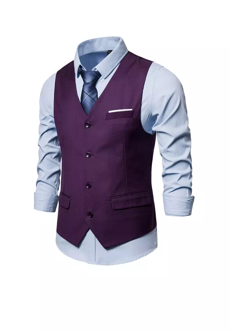 Purple on sale wedding waistcoat