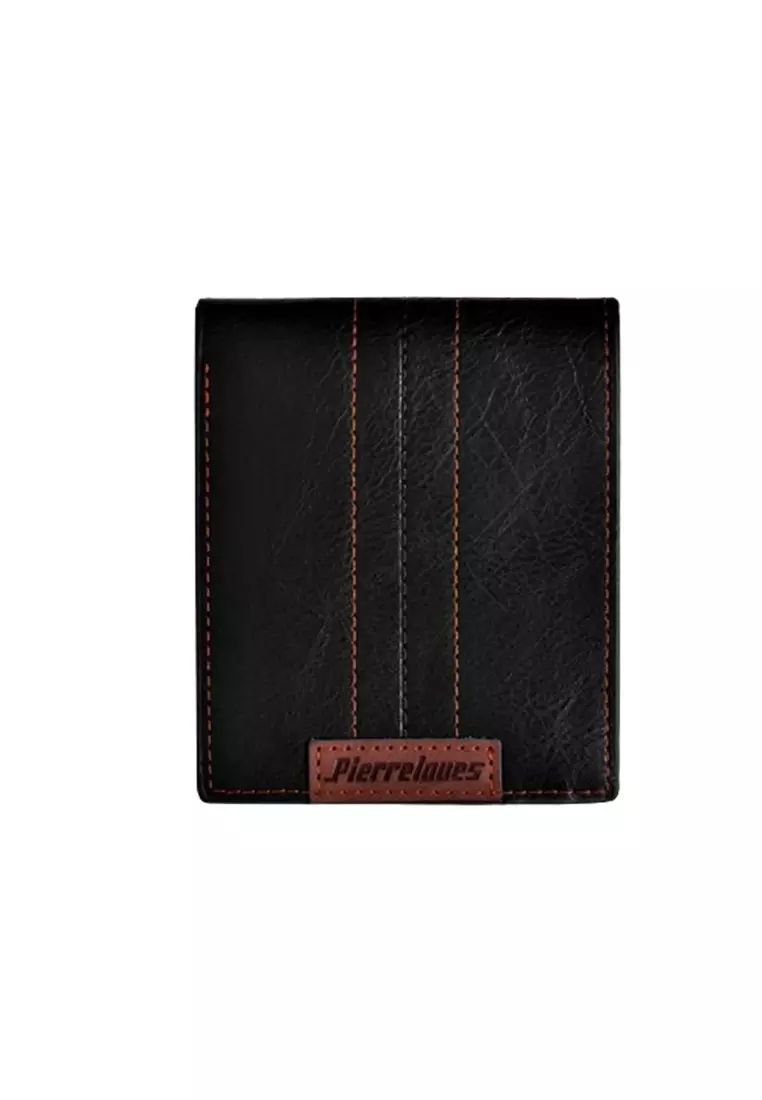 Dompet Lipat Pria Pendek Wallet Bahan Kulit PU Leather Premium BAEOS ORIGINAL - Black