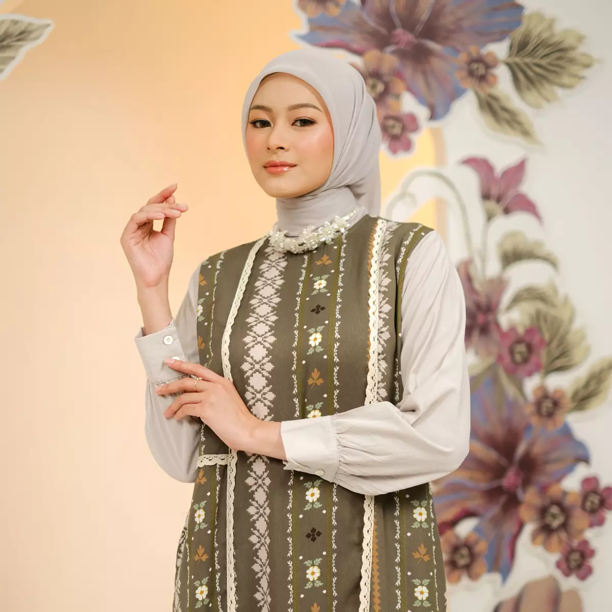 ZM Zaskia Mecca - Els Army Gamis Wanita Dress - Romansa Khatulistiwa - Edisi Nagasari