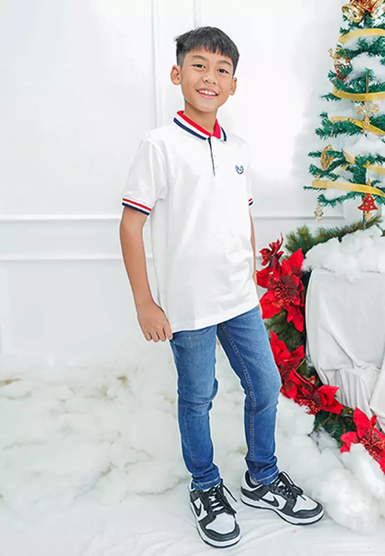 Polo Shirt/ Kaos Anak Laki/ Rodeo Junior White Stripe Collar