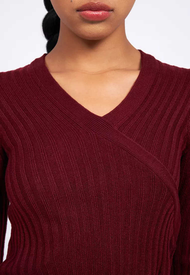 Long Sleeve Wrap Knit Top