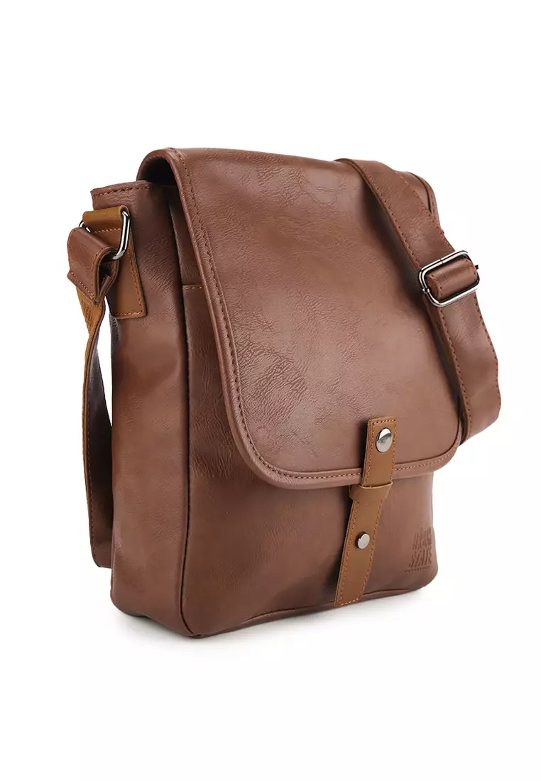 Distressed Leather Hunter Crossbody Bag