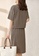 OUNIXUE black and brown Fashion V-Neck Knitted Top + Half Skirt Two-Piece Set BCC6AAA53B05F9GS_2