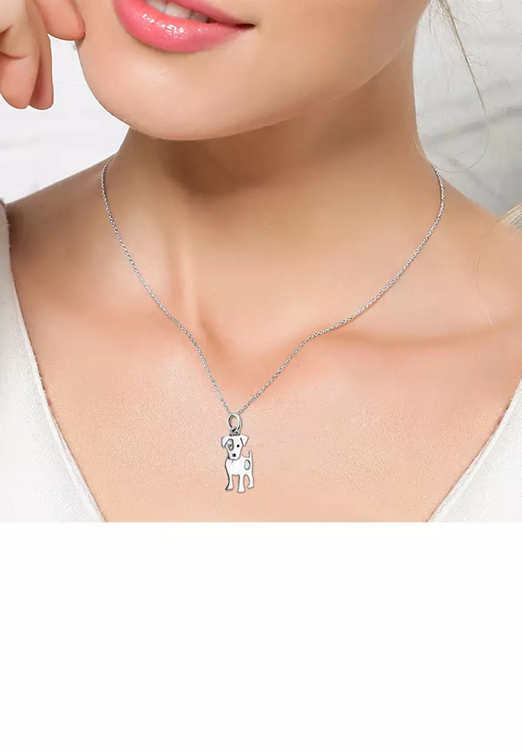 Buy Glamorousky 925 Sterling Silver Simple Cute Dog Pendant with