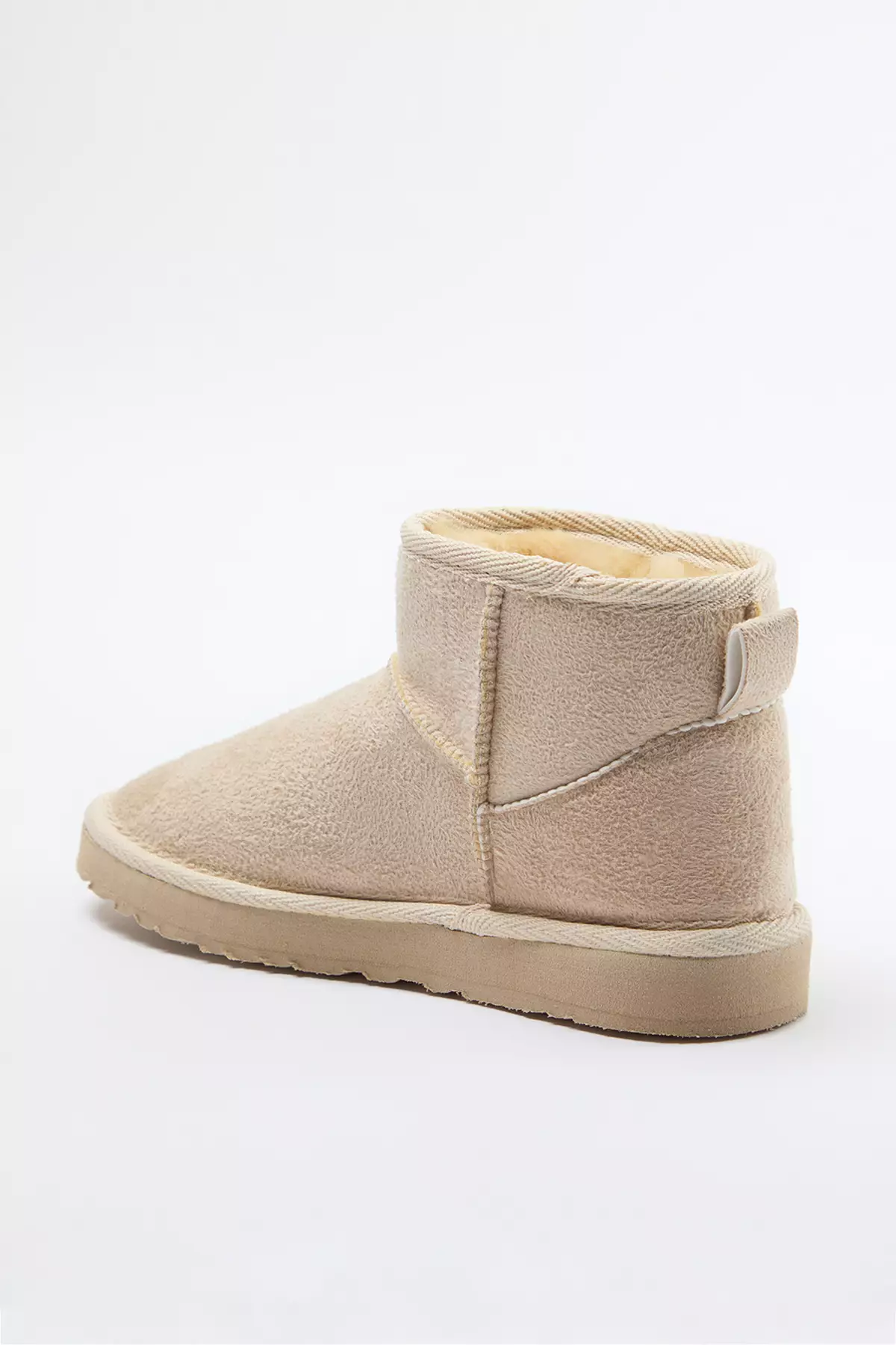 Beige Sheepskin Inside Round Toe Flat Flatform Heeled Women's Boots Takaw25Bo00029