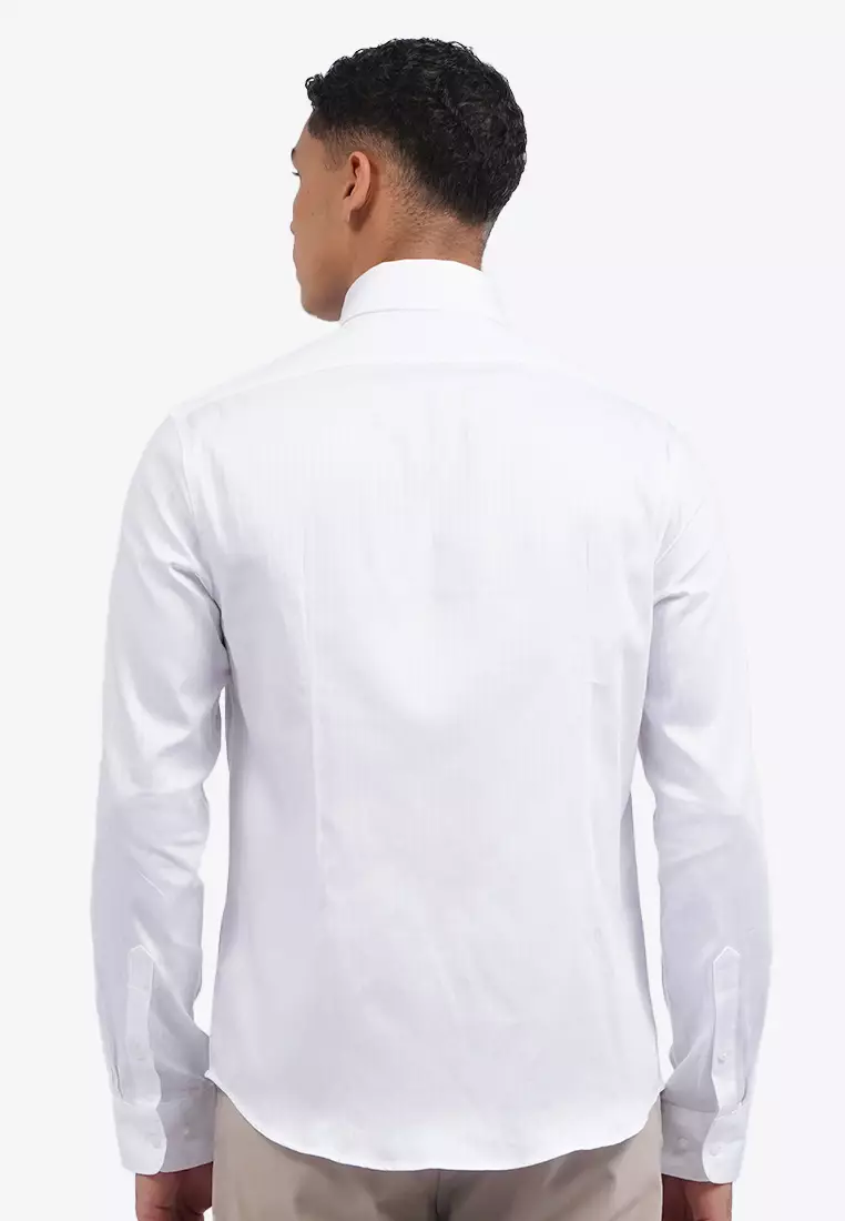 Textured Slim Fit Long Sleeve Shirt