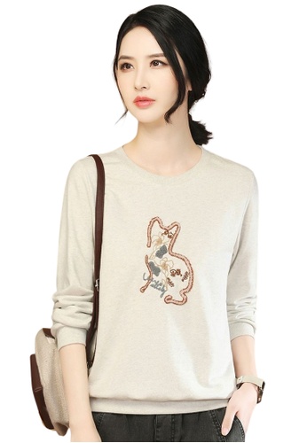 A-IN GIRLS beige Casual Versatile Round Neck Sweater B8663AA536B46AGS_1