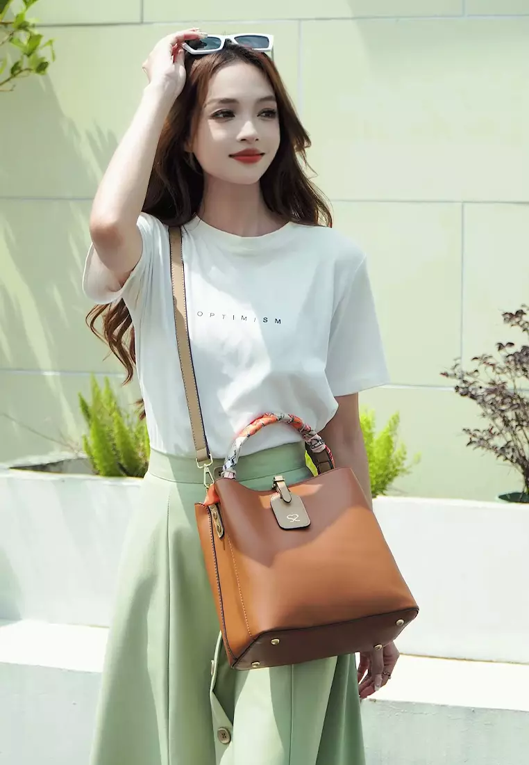 Women's Top Handle Bag / Sling Bag / Crossbody Bag (Tas Selempang / Tas Tangan) - Cokelat