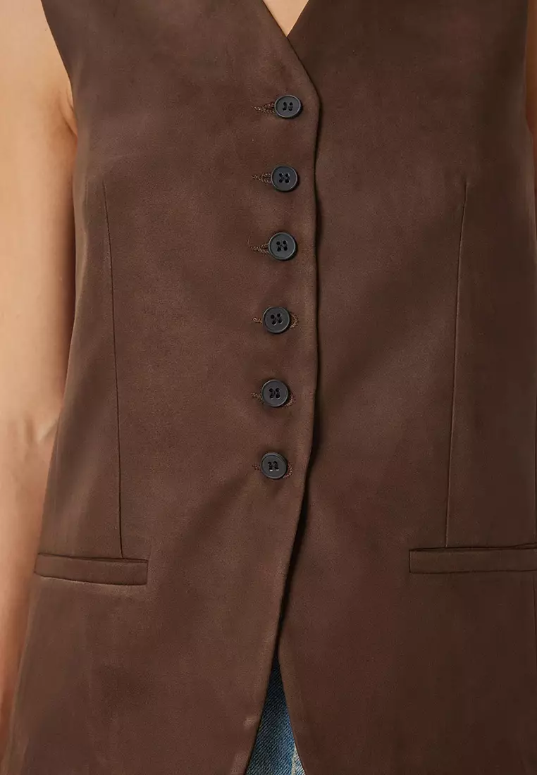V Neck Nubuck Vest