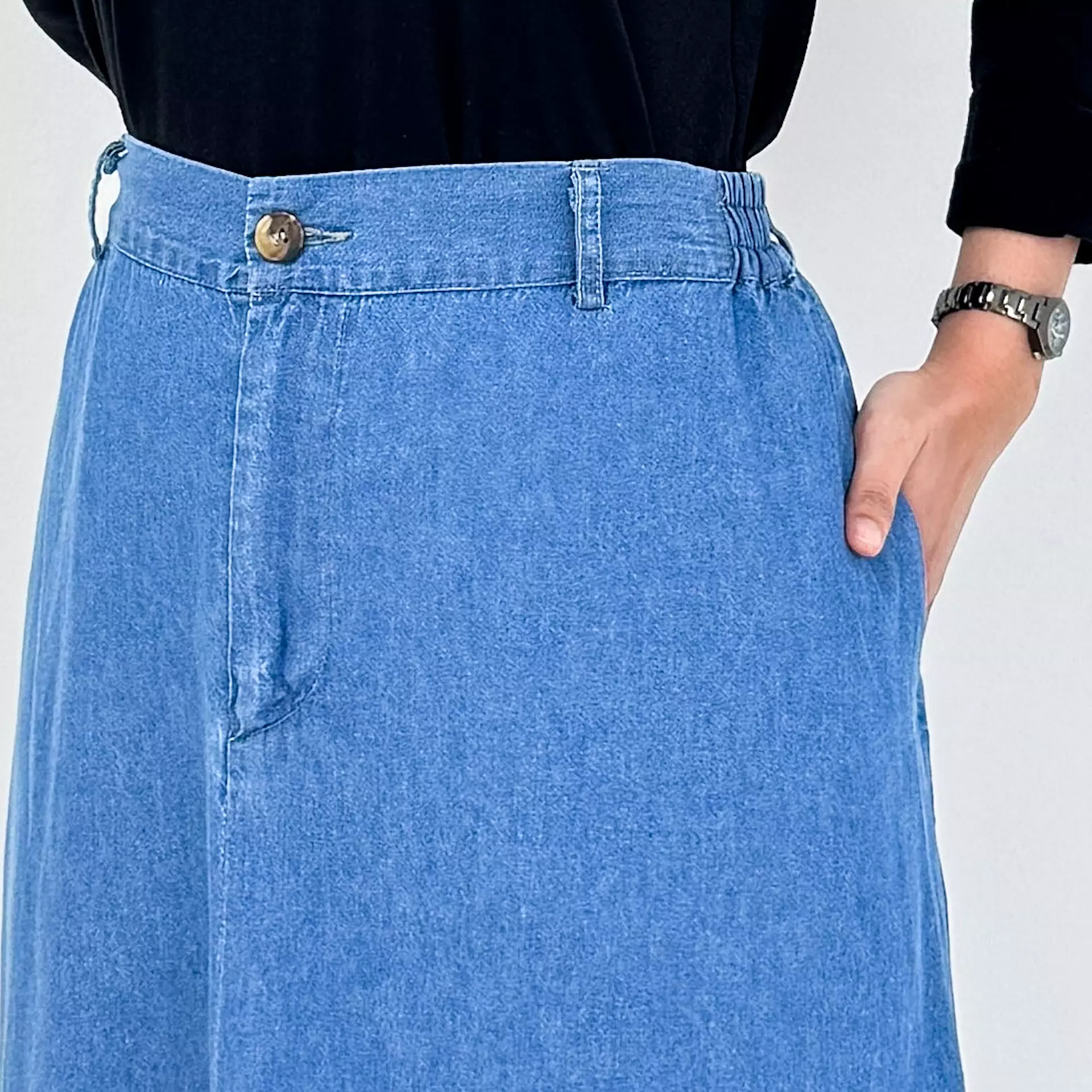 Rok Panjang Wanita - Salsabila Denim Flare Skirt