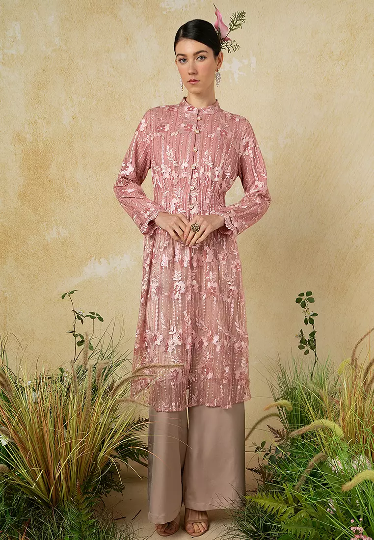 Citra Lace Long Top With Pants Set