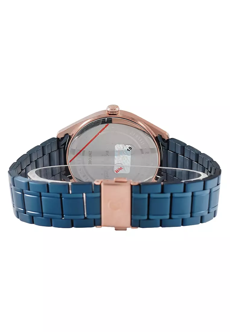 Alexandre Christie - Jam Tangan Pria - Rosegold - Blue Stainless Steel - 8681 MDBURBU