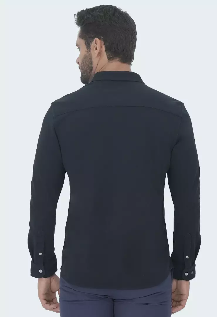 Johnwin - Kemeja Formal Pria - Model Basic - Katun Knitting - Lengan Panjang - Slim Fit - Milan Collection