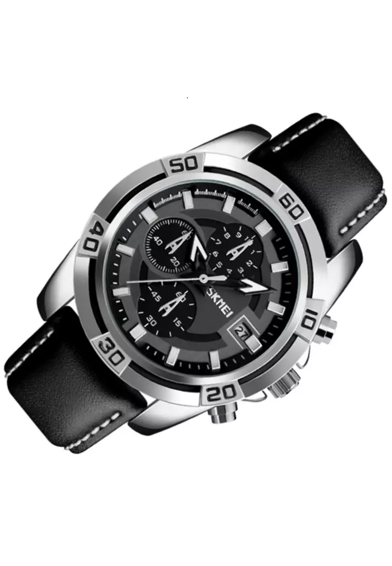 Jam Tangan Analog Pria Waterproof Strap Tali Material PU Leather RR15 ORIGINAL