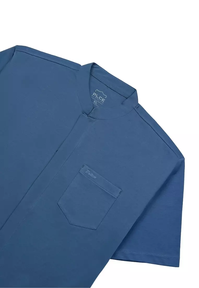 POLICE Kemeja Koko Polos Spandex Slub Premium Regular Fit Pria