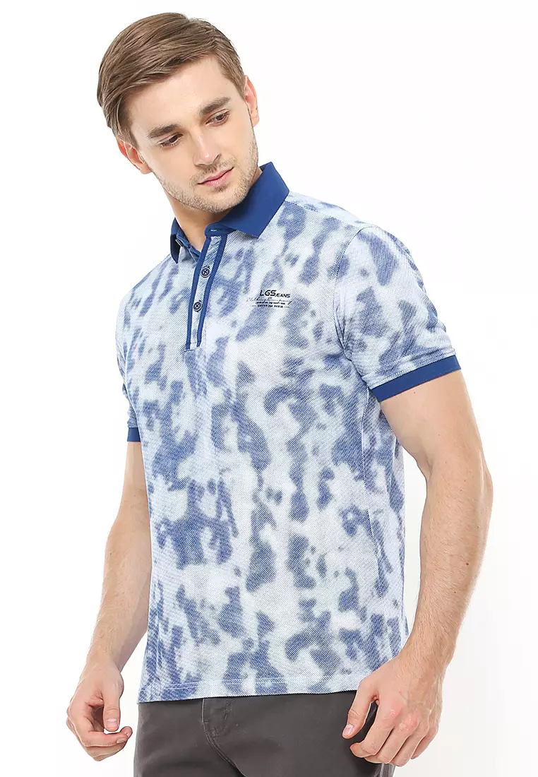 LGS - Kaos Polo Pria - Abstrak - Biru - JTS.320.M2463F.01.C