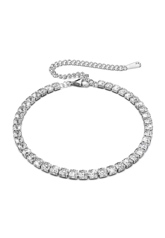 Arena Crystal Tennis Bracelet Embellished with SWAROVSKI® crystals-White Gold/Clear