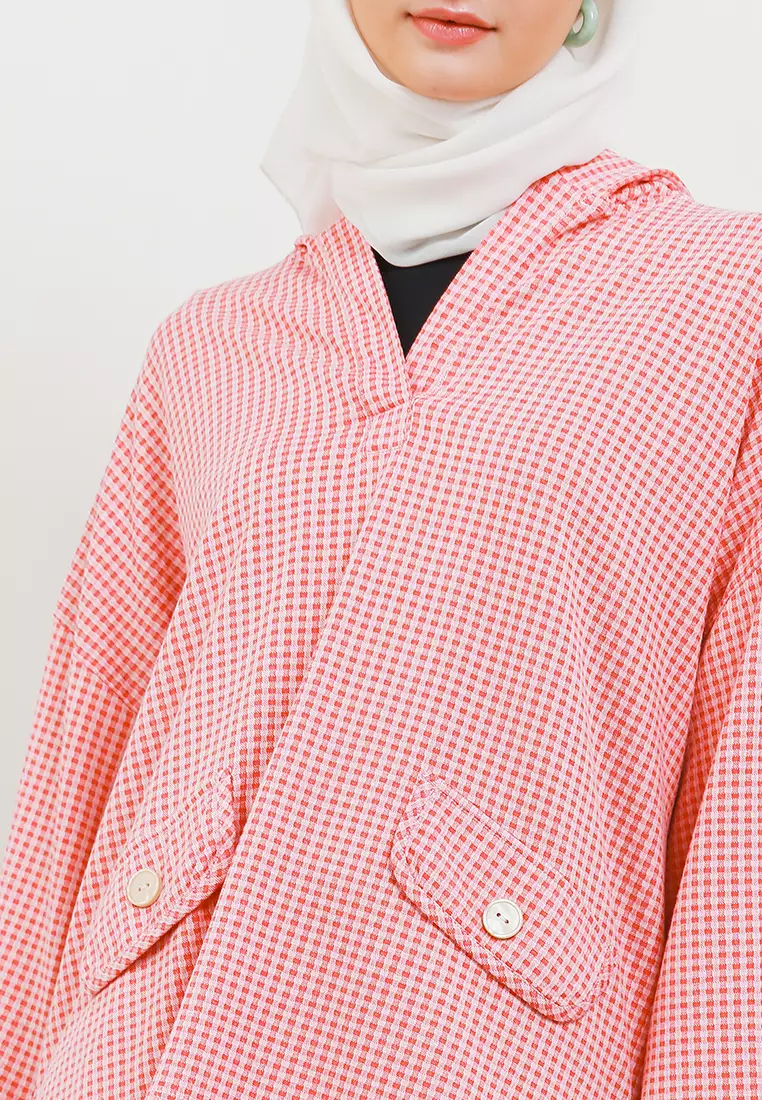 MFMW Mulligan Atasan Blouse Pink Motif Kotak