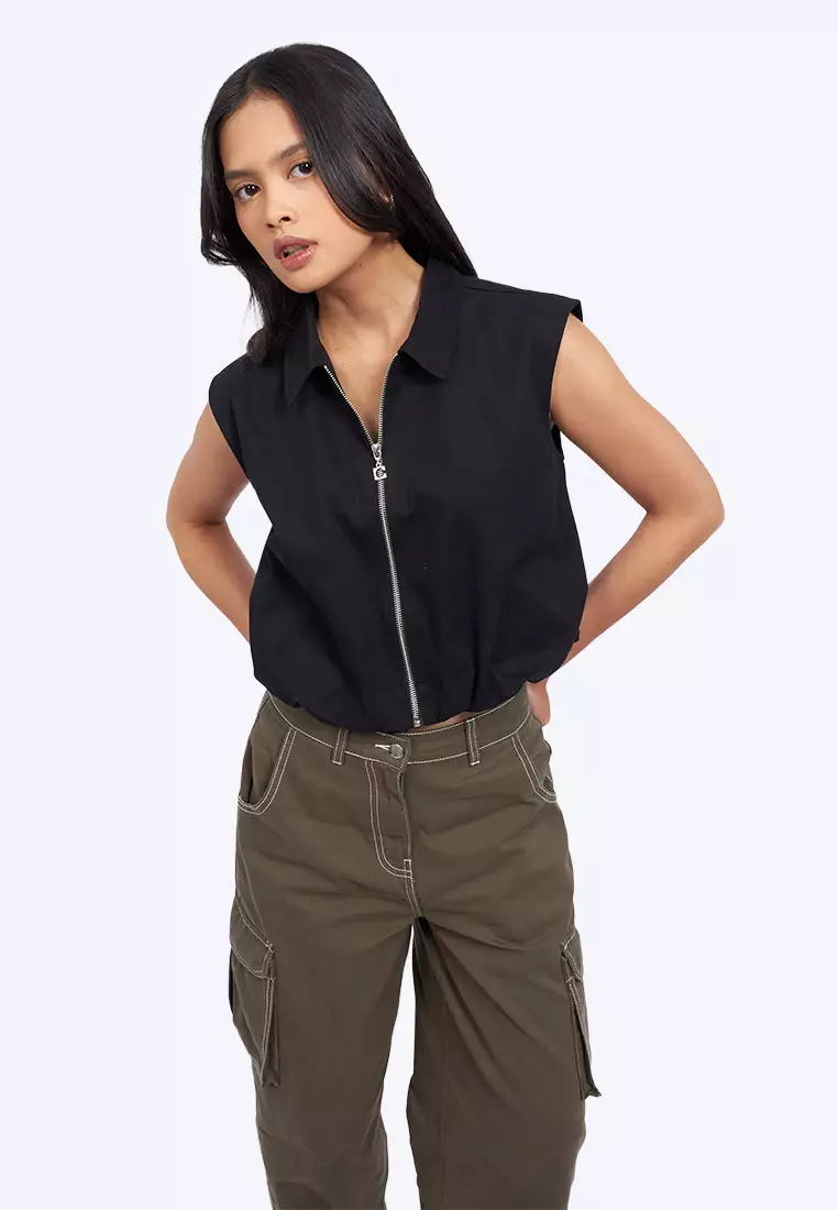Zip Up Collared Vest