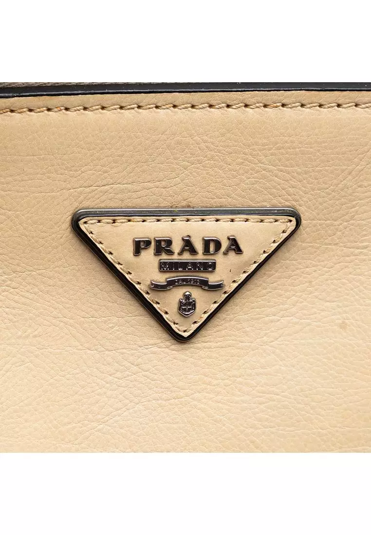 Pre-Loved Prada Glace Calf Twin Pocket Double Handle Satchel