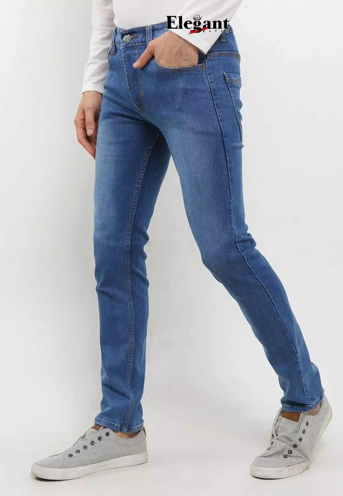 Celana Jeans MH7 Pria Slimfit Soft Denim Light Blu