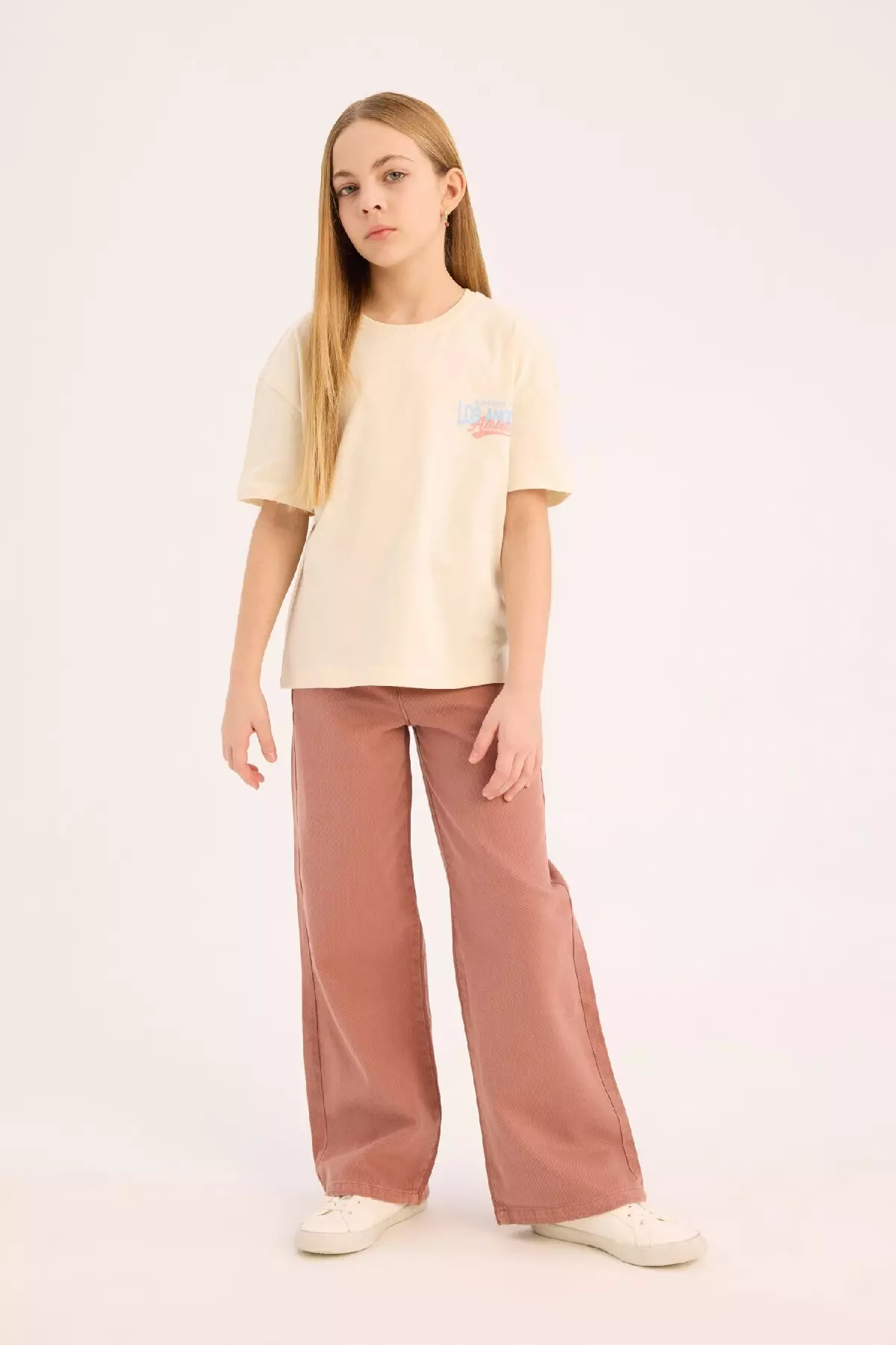 Girls' Relax Fit Crew Neck Srt Printed Short Sleeve T-Shirt E0354A825Sm