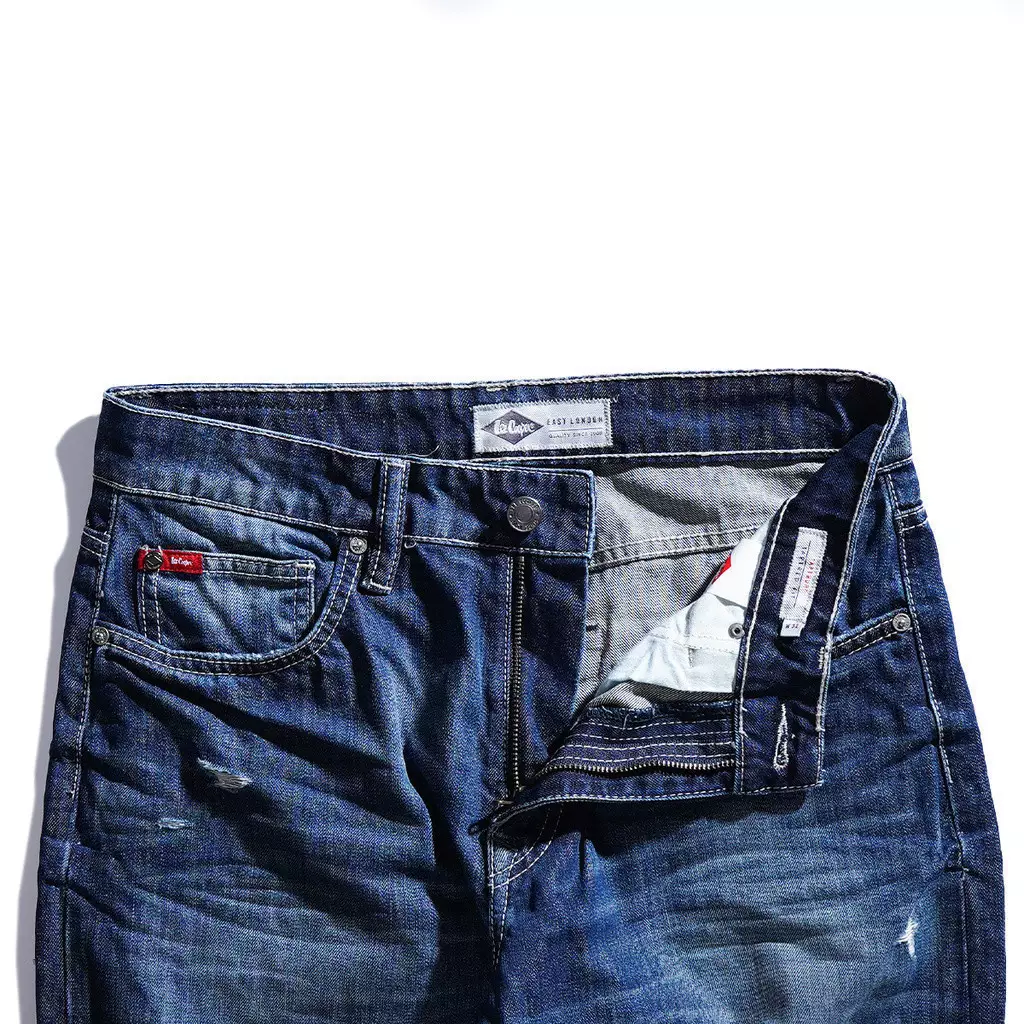 Lee Cooper Tapered Fit Jeans Arthur Repaired Medium Blue