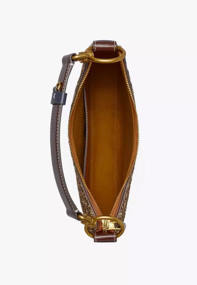 Tory Burch T Monogram Calf Hair Mini Crescent Bag Cold Brew