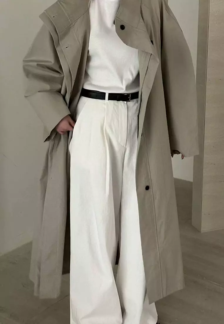 寬鬆純色長款風衣外套CA241128115BE