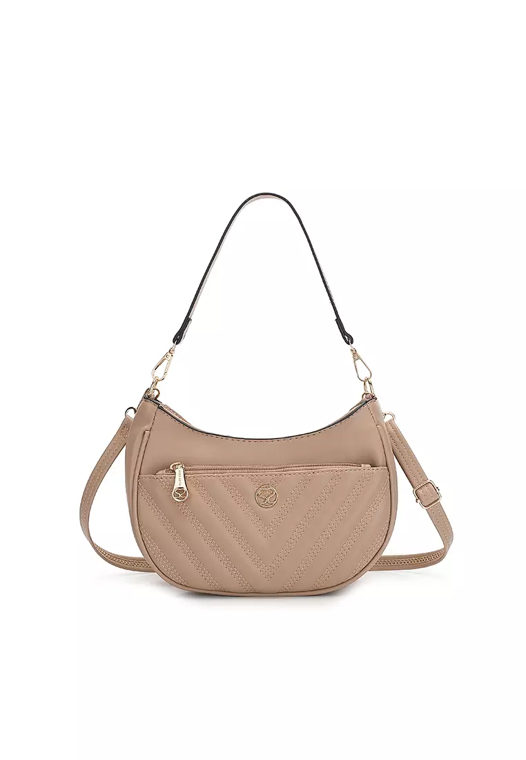 Women's Top Handle Bag / Sling Bag / Crossbody Bag / Shoulder Bag (Tas Tangan Wanita / Tas Selempang Wanita / Tas Bahu Wanita) - Cokelat