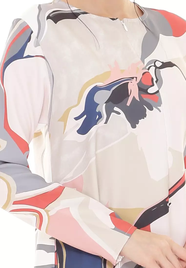 Felicia Printed Dress in Red White