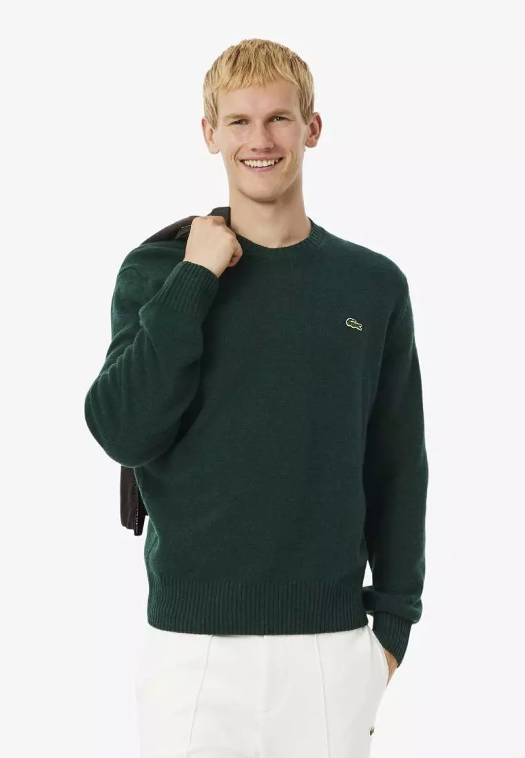 Carded Wool Crew Neck Sweater