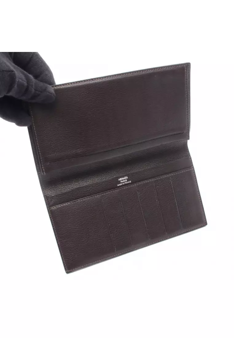 Hermès Pre-Loved Hermès citizen Twill long silk in Ebene Bi-fold