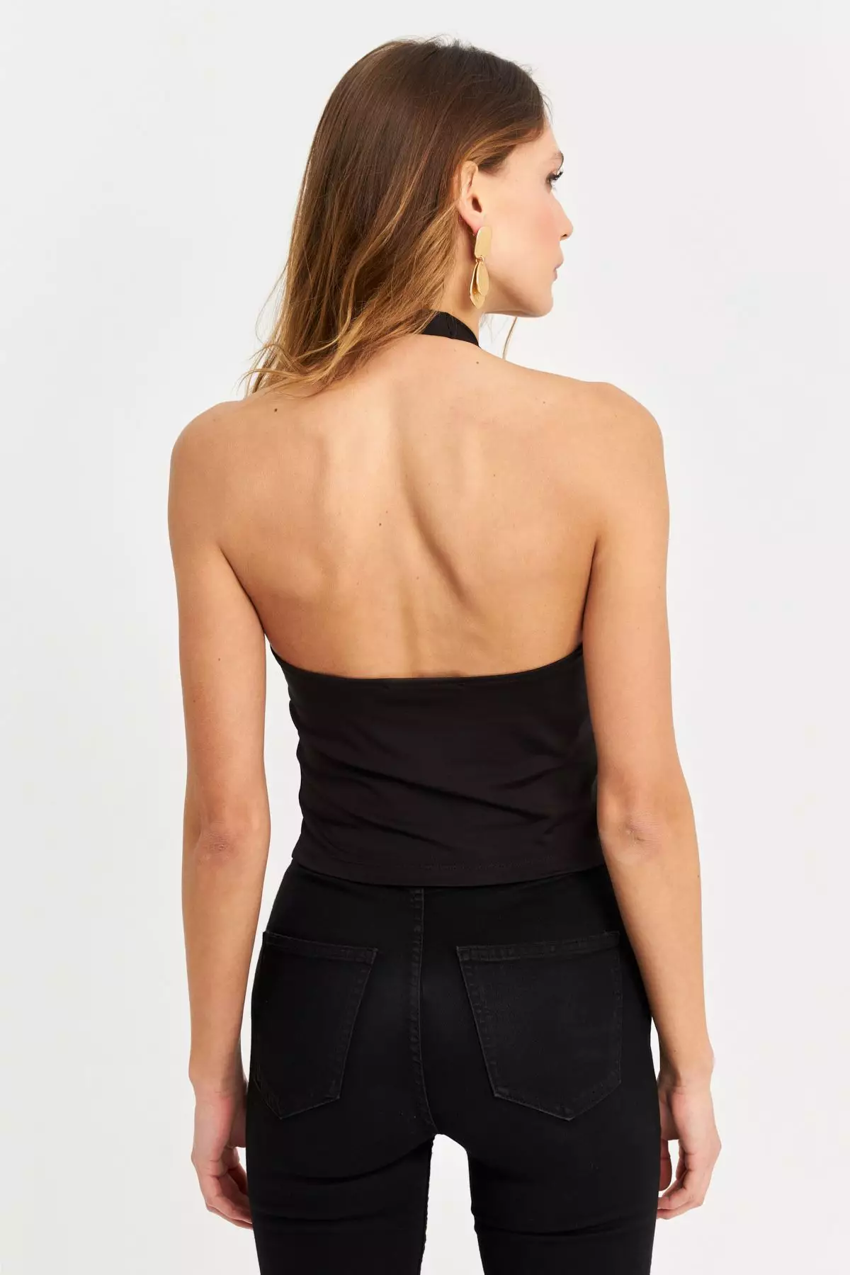Backless Crop Blouse with Accessory