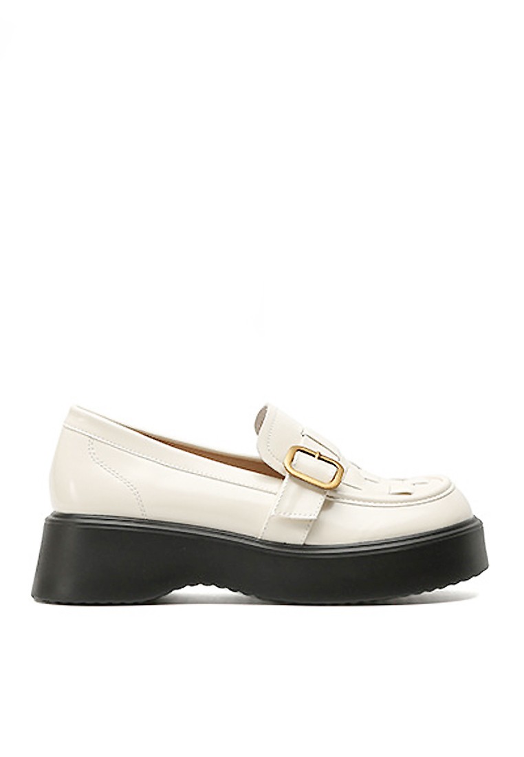 VANSA Patent Leather Braided Buckle Platform Loafers VSW-F005