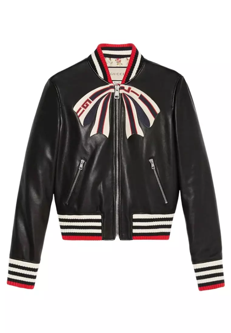 Gucci women leather clearance jacket