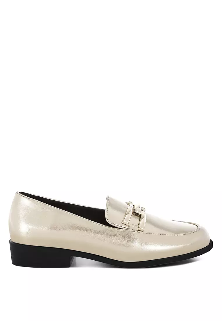 Discount on London Rag  shoes - SKU: Metallic Horsebit Detail Loafers in Gold