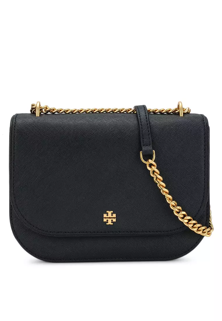 Tory Burch Emerson Black Saffiano Chain Wallet Clutch Crossbody Purse Bag  Style No. 136093