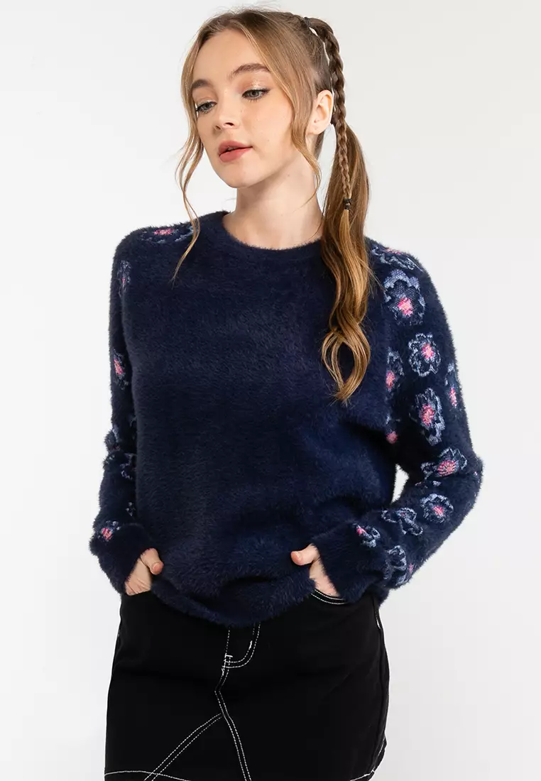 Fur online pullover sweater