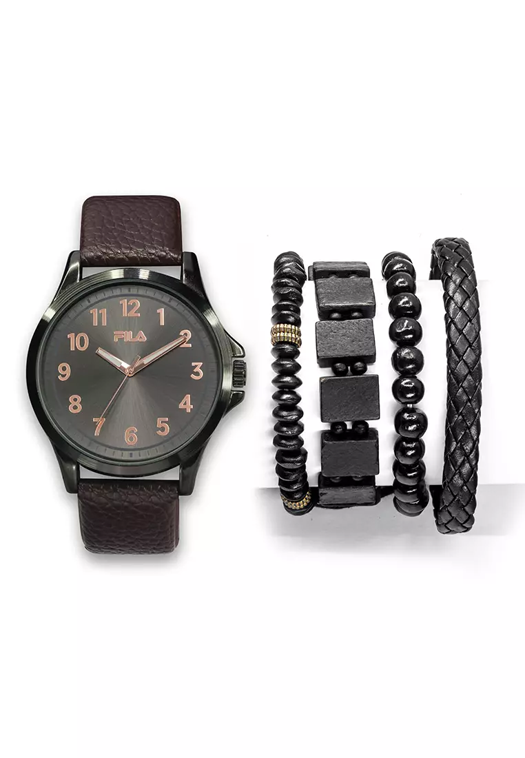 Buy FILA FILA Box Set Men's Leather Quartz Watch with Accessories