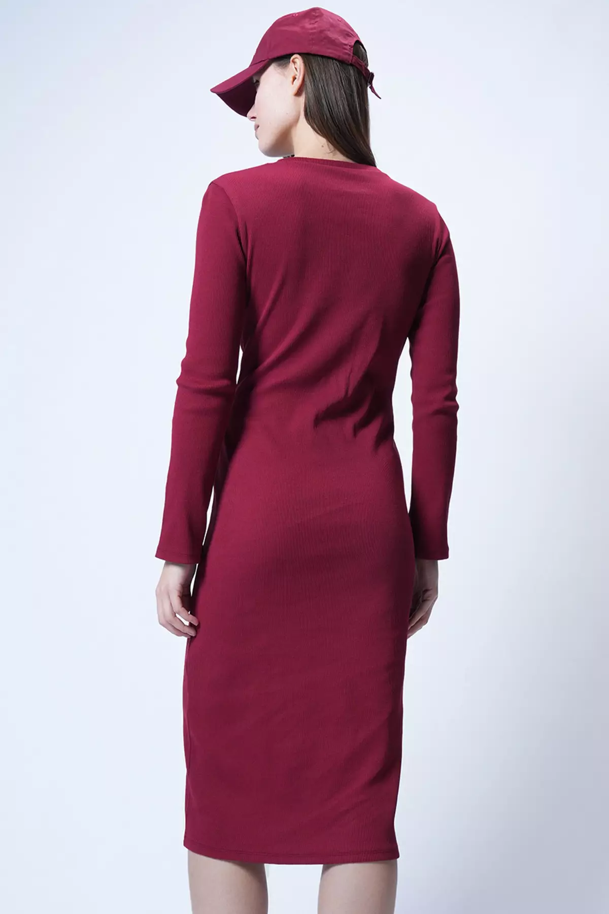 alc burgundy dress ALINA LACE UP DETAIL MAXI DRESS IN BURGUNDY – AKIRA main image 0