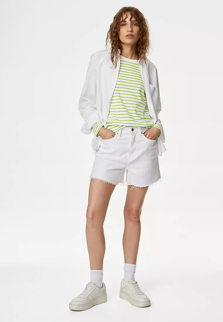 Pure Cotton Striped Crew Neck T-Shirt