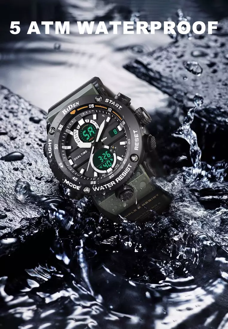 Jam Tangan Pria Original Analog&Digital Multifungsi Militer Jam Tangan Cowok Hijau