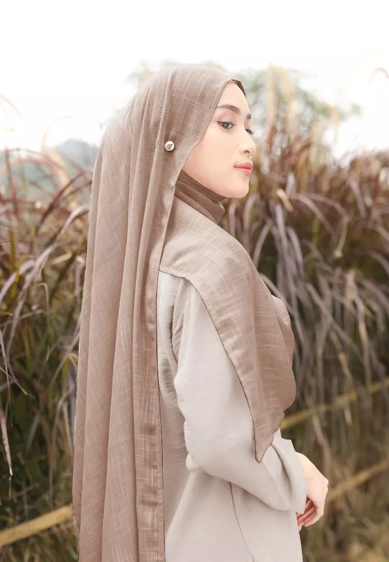 Cotton Bee - Nakeya Shawl | Hijab Pashmina | Viscose Linen - Choco Mocha