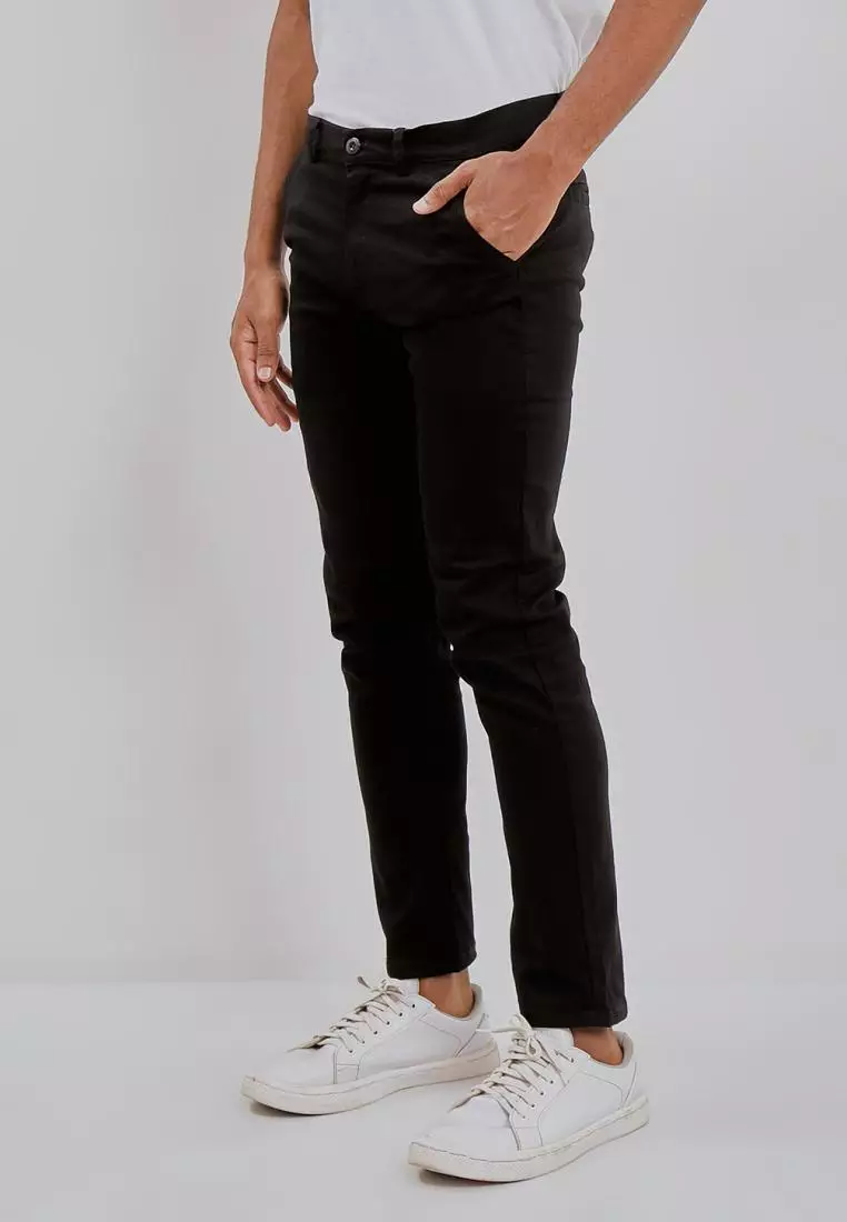 PAULMAY Celana Chino Pria Panjang Slim Fit - Black