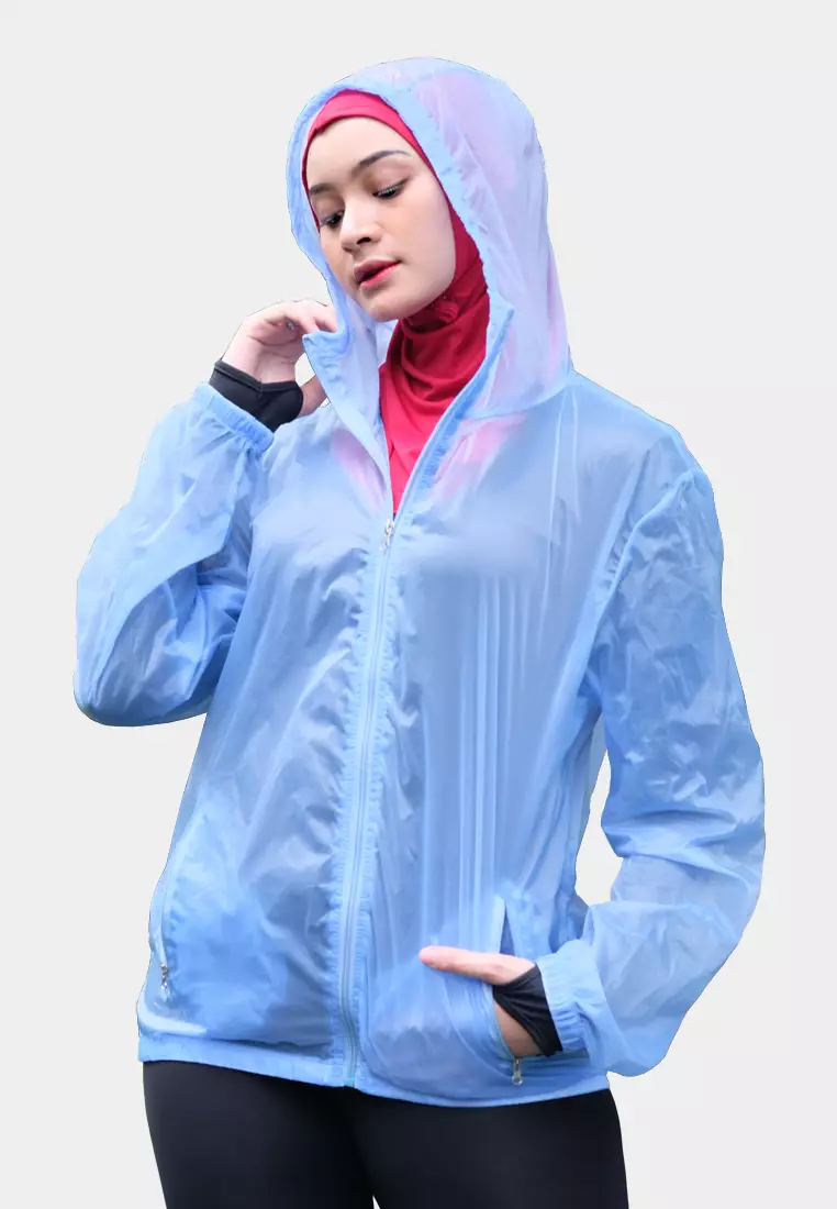 Jaket Olahraga Anti UV Rain Transparent Jacket - Sky