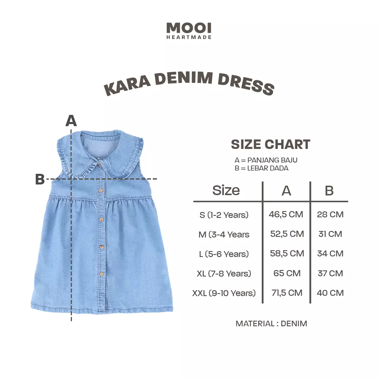 Mooi Dress Jeans Anak Kara Denim Dress - Light Blue