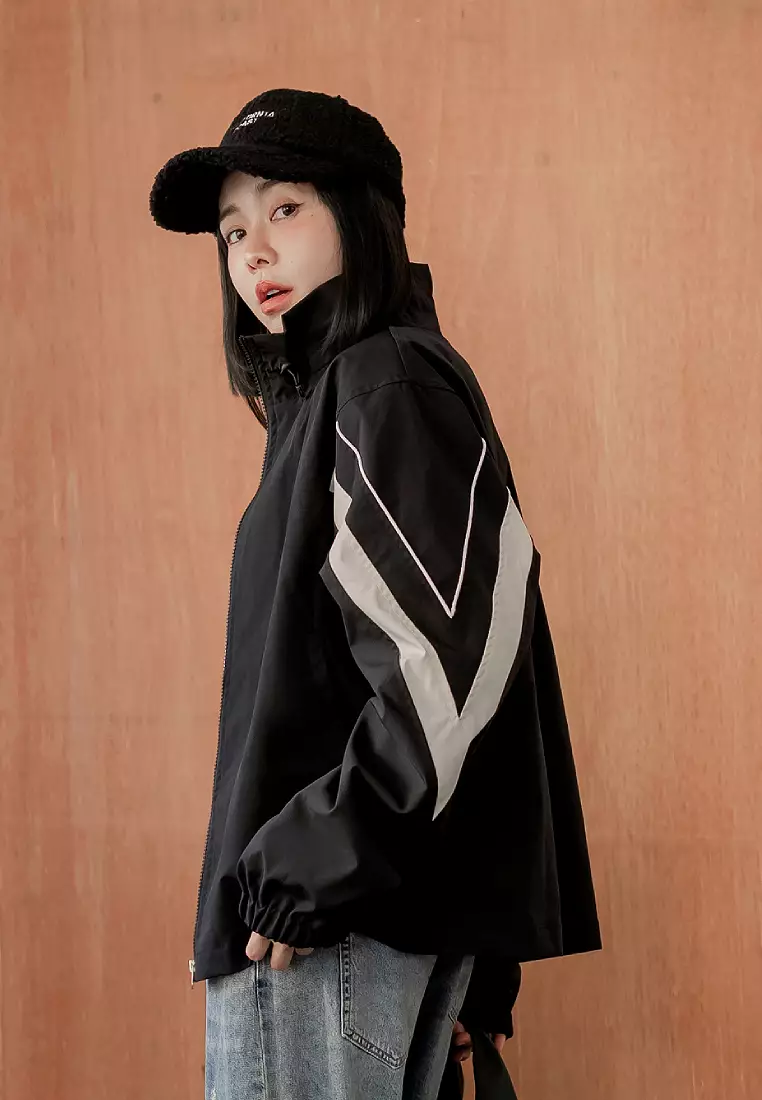 Buy OBSTYLE High-Neck Zip-Up Drawstring Jacket [EA3878] 2026 Online ...