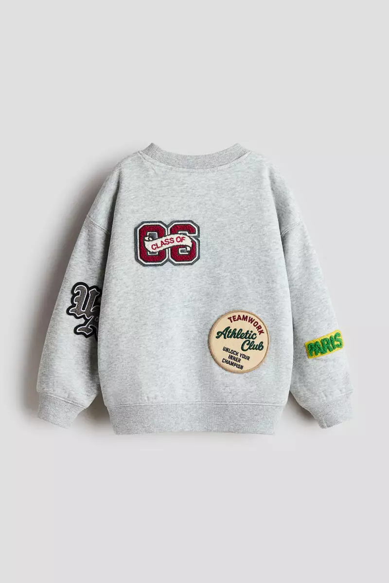 Appliquéd brushed-inside sweatshirt