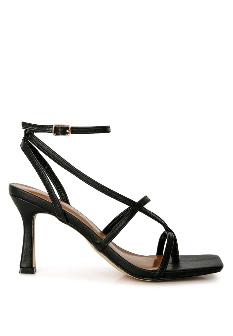 Black Strappy Ankle Strap Sandals